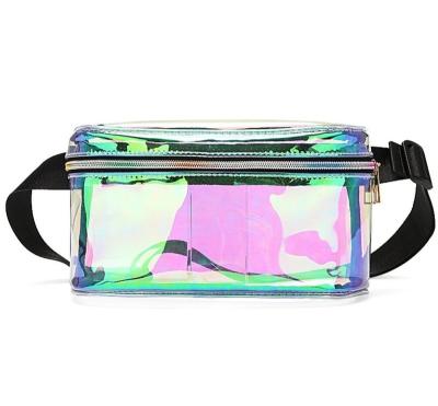 China Water Proof Wholesale OEM Phone Camera Fitness Silver Hologram PVC Geometric Clear Holographic Waist Bag For Running for sale