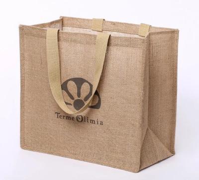 China Custom Hemp Tote Printed Jute Bag Eco - Friendly Recycled Shopping Waterproof Custom for sale