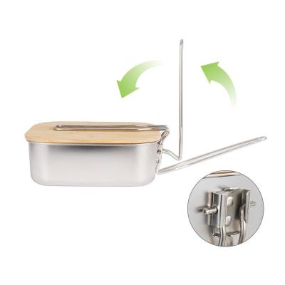 China Freshness Preservation 900ml Food Storage Container Cutting Board Lid Bamboo 18/8 Stainless Steel Wood Bowl for sale