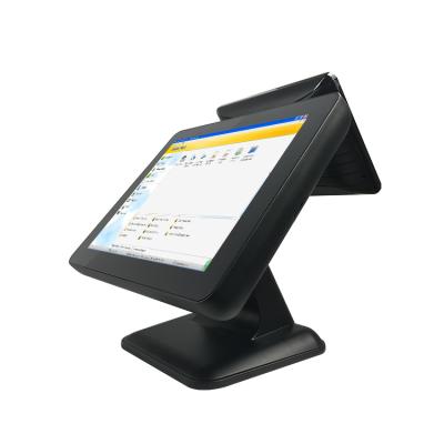 China Restaurant TouchDisplays 15 Inch Offline Restaurant Dual Screen Swipe Card Terminal POS Machine for sale