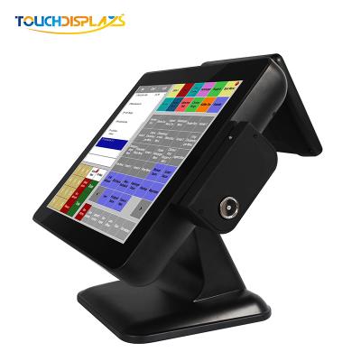 China Full Aluminum TouchDisplays OEM/ODM POS Manufacturer 15 Inch All In One Dual Touch Screen Restaurant POS System for sale