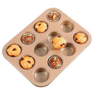 China Custom Carbon Steel Non-Stick Eco-Friendly Viable 6 9 12 24 Cavity Cupcake Muffin Baking Tray Tray Pans for Kitchen Oven Tools for sale