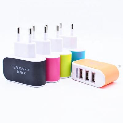 China 2020 New Products 5V 1A Universal Mobile Phone Travel AC/DC Power Adapter Usb Charger Eu Adapter With 3USB Porr for sale