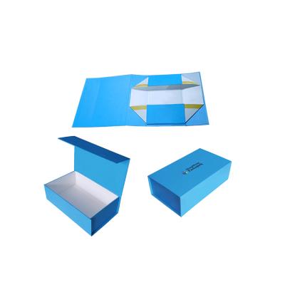 China Recyclable Printed Cardboard Folding Paper Cardboard Packaging Shoe Apparel Shipping Luxury Custom Magnetic Foldable Gift Box With Ribbon for sale