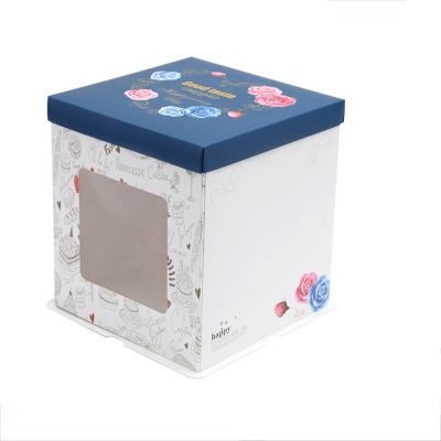 China Recyclable White Color Moon Packaging Promotional Simple Fancy Art Paper Printing Wedding Cake Cupcake Boxes With Window for sale