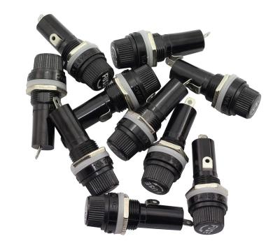 China Safe Voltage 250V/ 10AM x 30mm Black Electrical Panel Mounted Screw Fuse Holder for sale