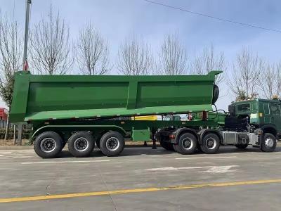 China 6 × 4 U Tipo Caixa de deslizamento hidráulica Semi-reboque Dump Truck Reboque com engrenagem de pouso Jost à venda