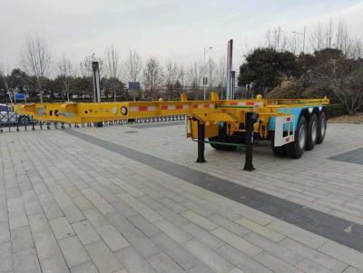 China 20/40ft Gooseneck Skeleton Tri Axle Semi-Trailer mit 3/4 Axle Foot Slider Tread 1820mm zu verkaufen