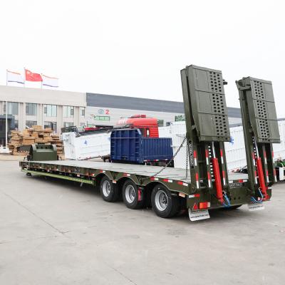 China Zelfdumping 4 as Lowboy Can Uitbreidbare Lowbed Semi-trailer Een Jaar Na-verkoopservice Te koop