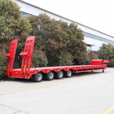 China Semi-Anhänger 3/4/5 Achsen 50T Lastkapazität 16m Niedrigbett Niedrigbett Lkw-Anhänger mit Lenkung zu verkaufen