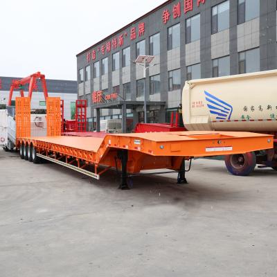 China BPW/Fuwa 4 Axles 50 Tons Low Bed Lowbed Lowboy Loader Drop Deck Heavy Duty Dolly Semi Trailer for sale