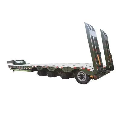 China 8000-9000mm Wheel Base Flatbed Truck Trailer 3 Axle 30t/60t Low Gooseneck Lowboy Trailer for sale