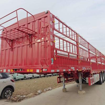 China 3 Axles Stake Fence Semi Trailer Sidewall Cargo Trailer Steel Landing Gear Jost or Fuwa for sale