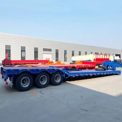 China Schwerlaststahl 3-Achsen-Low-Bed Flatbed Semi-Trailer Trennbarer Gooseneck-Semi-Trailer zu verkaufen