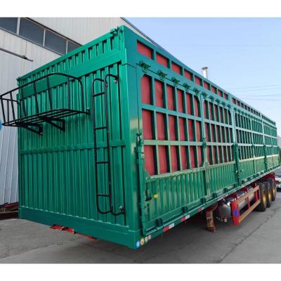 China 60 Ton 80 Tons Steel Animal Transport Fence Semi Trailer Cargo Trailer Truck Trailer for sale