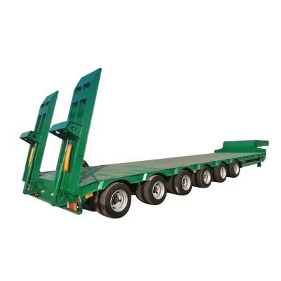 China Steel Low Bed Semi Trailer Truck for 30 Ton 60ton 120ton Lowboy Semi Truck Trailer for sale