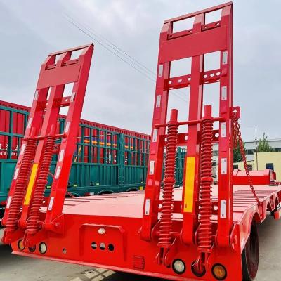 China Heavy-Duty Steel Lowbed Trailers with BPW/Fuwa 4 Axles Lowbed Semi Trailers for sale