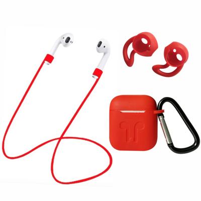 China Anti Lost Silicone 4x1 Case Cover Kit For Airpods: Case Filling Skin, Anti Lost Strap, Hook, Earphone Earbuds Earhook Cover For Airpod for sale