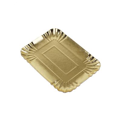 China Greaseproof Food Grade Raw Materials Paper Plate Gold And Silver Foil Coated Plate Disposable Food Container Around 1.5mm Thick for sale