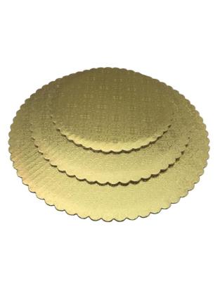 China Factory China 3mm Thick Greased Round Cake Board Scalloped Gold for sale