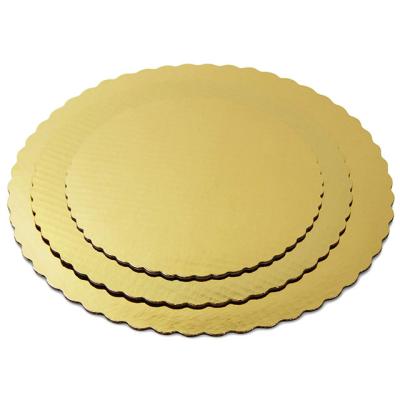 China Disposable Base Board Round Baking Paper Cake Pizza Circle Scalloped Gold for sale