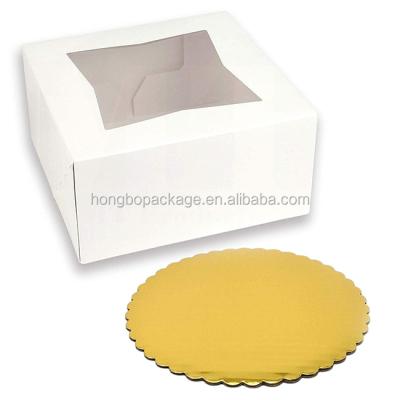 China Recyclable custom printed cake box, cake carrier box, birthday cake packaging box with cake board for sale