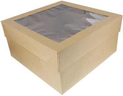 China Recycled Materials Cake Boxes With Window 25pk 12 X12 X 6in Brown Bakery Boxes, Disposable Cake Containers, Dessert Boxes for sale