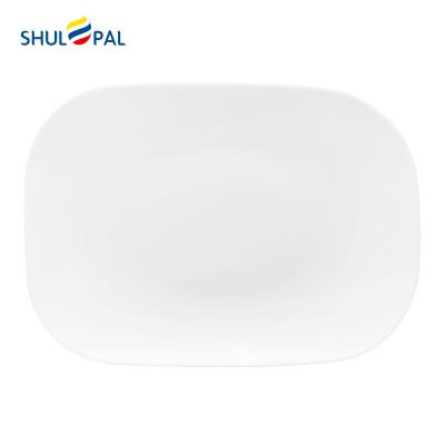 China New Design 12 Inch White Opal Glass Plate Good Grade Restaurant Serving Dish Sustainable Catering Dish for sale