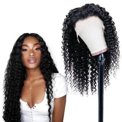 China Silky Straight Wave 150% Density 13*4 Hair Wigs Wholesale Transparent Brazilian Virgin Hair Natural Curly Black Women Lace Front Wave Hair Wig for sale