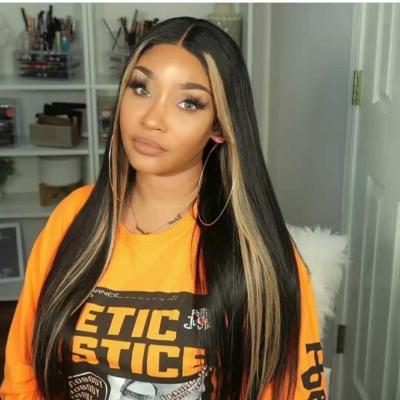 China 4*4 Silky Straight Wave Brazilian Hair Highlight Lace Wig Closure Headband Hair Wigs for sale