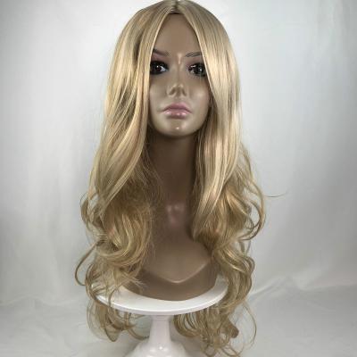 China Wholesale Price Water Wave Hair Wigs Women Synthetic Fashion Dyed Headwear Synthetic Fiber Golden Chemical Fiber Hair for sale