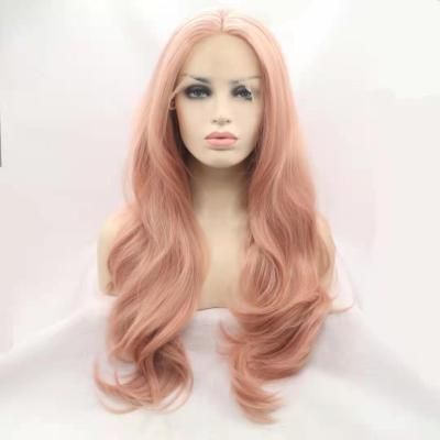 China Wholesale Water Wave 24 Inch Heat Resistant Lace Front Curly Fiber Wig Women Long Glueless Hd Synthetic Loose Curly Lace Frontal Wigs for sale