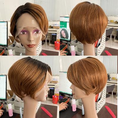 China 100%Human Silky Straight Hair T Piece Transparent Human Hair Wigs Brazilian Short Cut Bob Wig Short Virgin Hair Lace Front Wigs for sale