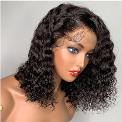 China Water Wave African Hair Wigs Body Wave Lace Front Wig Human Hair Wholesale Black Synthetic Short Deep Wave Wig Synthetic Lace Hair for sale