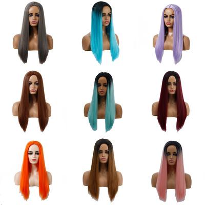 China Hot Sale Silky Straight Wave Hair Amazon Wig Fashion Long Natural Hair 13 Color Wig Headwear Women Wholesale for sale