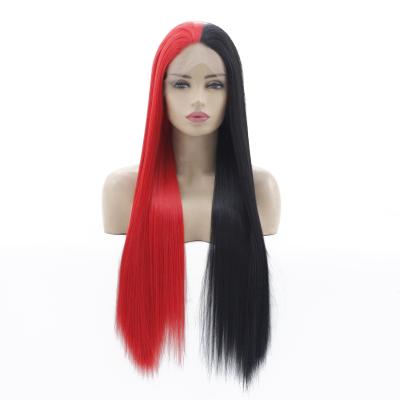 China Water Wave Synthetic Lace Front Human Hair Fiber Part Hair Cosplay Wig Long Straight Hair Natural Heat Resistant Full Wigs Headwear for sale