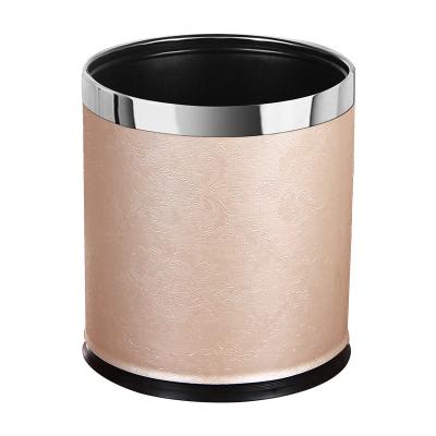 China Living Room Hotel Leather Garbage Bin Garbage Bin Viable Kitchen Trash Can In Stock for sale