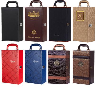 China Wholesale Luxury Leather Gift Bottle Europe PU Wine Packaging Box With Tools Accessories for sale