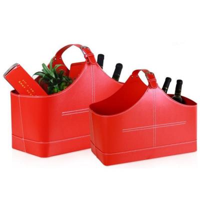 China Sharemore Handmade Popular Leather Gift Storage Baskets For Shopping for sale