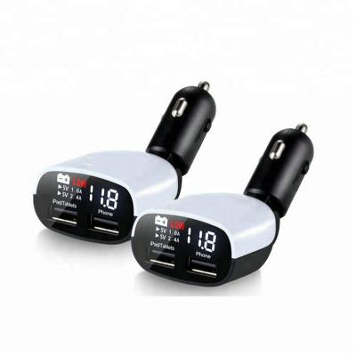 China Portable Adjustable Mobile Phone 3.4A Car Battery Charger With Digital Led Display Dual USB Car Charger for sale