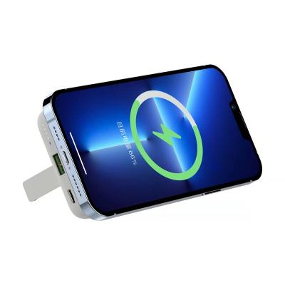 China Fast Charging Support Power Bank and Phone Holder 2 in 1 Magnetic Wireless Power Bank 10000mAh 15W Mobile Charger for sale