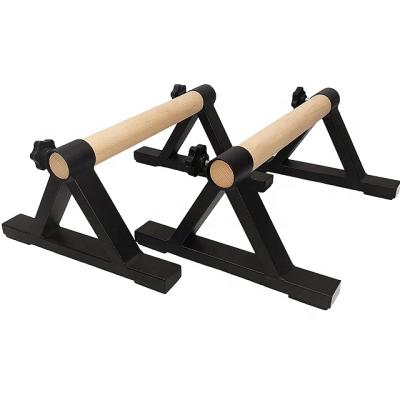 China Wellshow Portable Sport Parallettes Wooden Handstand Bars Raise Bracket Assembly Quick Bar For Home Strength Training for sale