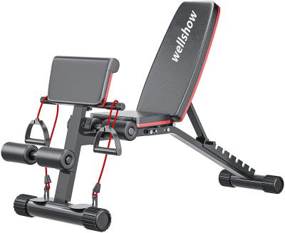 China Wellshow Comfortable Adjustable Weight Bench With Resistance Bands Gym Equipment Weighted Bench Dumbbell Benches for sale