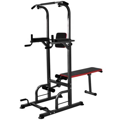 China Multifunctional Adjustable Steel+Foam+PU+Rubber Sport Strength Fitness Power Tower Wellshow Pull Up Dip Bar Station with Bench and Barbell Rack for sale