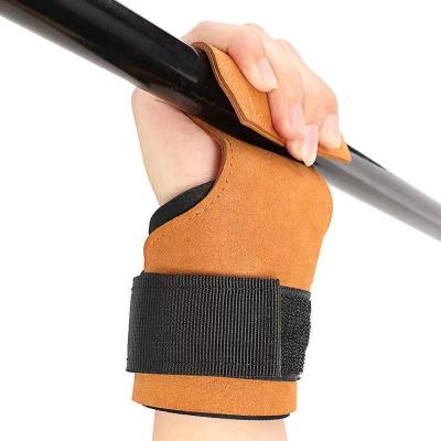 China Durable/Elasticity/Protective Wellshow Sport High Quality Weightlifting Leather Gymnastics Hand Grip Weightlifting Palm Protectors Pads Lifting Gloves for sale