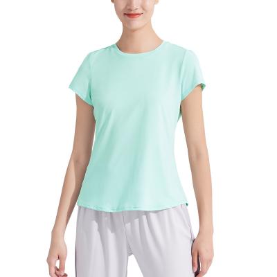 China Breathable T-shirt women's yoga use quick-drying superior high quality round neck yogo sport custom t-shirt women for sale