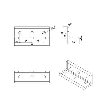 China CNC 6197 6 Hole Aluminum Bracket 3030 Aluminum Accessories For 3090 Aluminum Extrusion From Chinese Supplier for sale