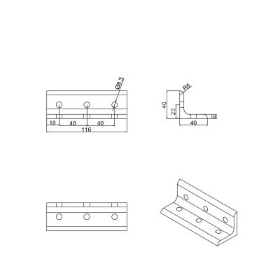 China CNC Aluminum 6198 Aluminum Profile Angle Slot Bracket For 4040 Aluminum Profile for sale