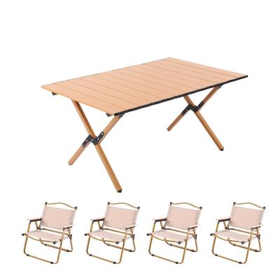 China Automatic Drive Solid Wood Folding Table BBQ Camping Picnic Portable Table Chair Solid Wood Travel Camping Egg Roll Co Outdoor Table for sale