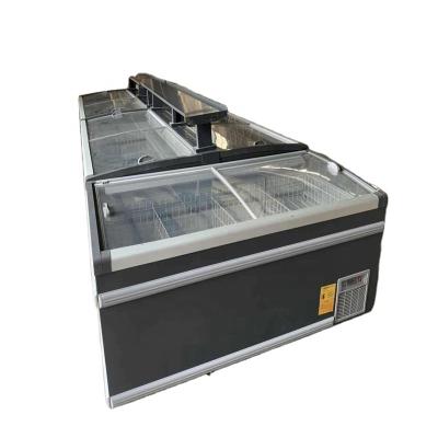 China Horizontal Single-temperature Supermarket Island Freezer Sale Seafood Display Refrigerator in China for sale